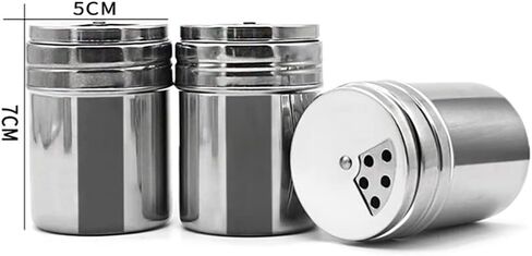 3 Pcs Stainless Steel Spice Shaker Salt Pepper Cans Seasoning Bottle with Holes Adjustable Seasoning Dispenser for Cooking in Saudi Arabia