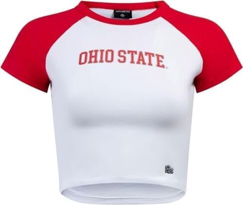 تي شيرت Hype & Vice Homerun للنساء - قميص بدون أكمام لجامعة ولاية أوهايو للنساء، تي شيرت قصير، قمصان جامعية لأيام اللعب - أحمر، مقاس صغير in Kuwait