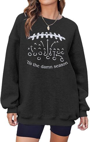 سترة KIDDAD Football Mom للسيدات بلوفر يوم اللعبة، قميص كاجوال لمحبي كرة القدم، قميص Sunday Mama Life بأكمام طويلة in Kuwait