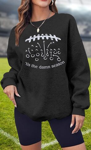 سترة KIDDAD Football Mom للسيدات بلوفر يوم اللعبة، قميص كاجوال لمحبي كرة القدم، قميص Sunday Mama Life بأكمام طويلة in Kuwait
