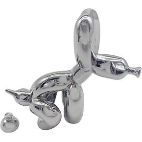 Shiny Balloon Dog Mini Poop Dog Decoration Desktop in Living Room Art Animal Small Statue Silver