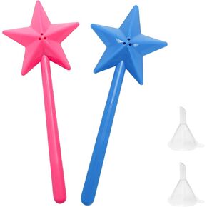 2PCS Salt and Pepper Wand Shakers, Three Hole Magic Shape Salt Dispenser Fairy Star Pentagram, Refillable Removable One Light Hand Operation, Kitchen Accessories for Christmas Halloween (Blue,Pink)