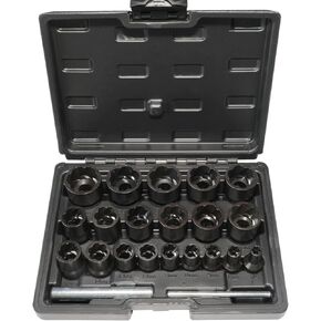 DPTOOL 22 Piece Bolt Nut Extractor Set, 1/2" and 3/8" Drive Impact Lug Nut Remover Socket Tool, Wheel Lock Removal Kit for Extracting Damaged, Stripped Frozen Nuts & Screws Twist Socket Set