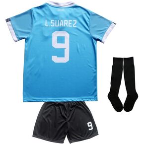 2024 Uruguay #9 Suarez Copa-American Home Kids Football Soccer Jersey/Shorts/Socks Kit Youth Sizes
