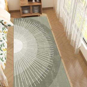 GUBIYU Boho Bedroom Rug Green Sun Area Rugs Runner Rug Sage Green Abstract Large Area Rugs Non Slip Bathroom Rugs Kitchen Runner Rugs Living Room Rugs for Laundry Nursery Kids Room Entryway 23.6"x59"