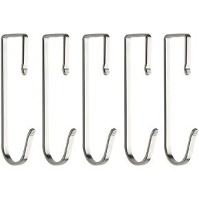 5 Pack Stainless Steel Universal Square Hook Small Metal Hanger for Kitchen, Bathroom, Bedroom and Office: Pan, Pot, Coat, Bag, Plants