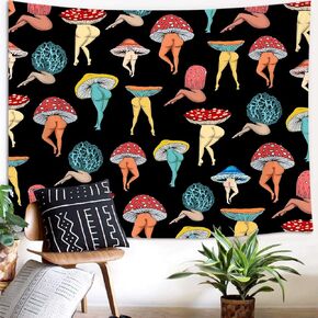 Uokiuki Funny Mushroom Butt Tapestry, Fun Cute Sexy Butt 70S 80S Tapestries, Hippie Psychedelic Colorful Unique Cool Aesthetic Tapestry Wall Haning for Bedroom Living Room Poster, 60X40IN Black