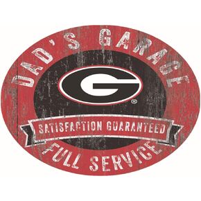 Fan Creations Georgia Bulldogs 12" Round Dad's Garage Wood Sign