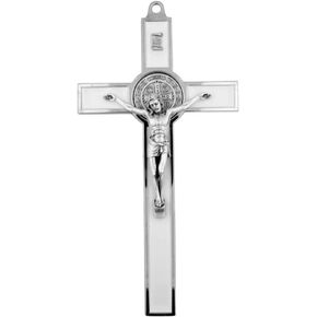 VILLAGE GIFT IMPORTERS 8" Extra Large Saint Benedict Crucifix | 7 Colors | Perfect Wall Cross | San Benito Medal | Christian Home Goods (Black)