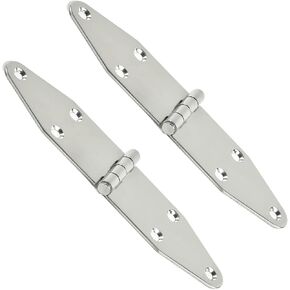 MARINE CITY 304 Grade Stainless Steel Sturdy Durable Round Smooth Sides Heavy Duty Door Strap Hinge for Marine RV Skylight Locker Hatch Cabinet Door (Pack of 2)
