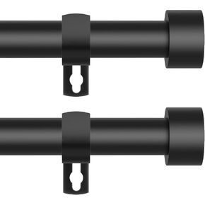 Black Curtain Rods for Windows 66 to 120 Inch,2 Pack 5/8 Inch Diameter Small Curtain Rod Set,Heavy Duty Drapery Rods with Brackets for Bedroom, Living Room, Kitchen,Patio