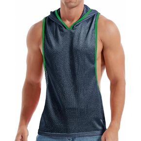Men's Workout Hooded Tank Tops Bodybuilding Muscle Cut Off T Shirt Sleeveless Gym Hoodies