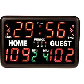Champion Sports Electronic Scoreboard, Multi-Sport Tabletop Indoor, 24" L x 16" H x 10" D, Black, (Model: T90)