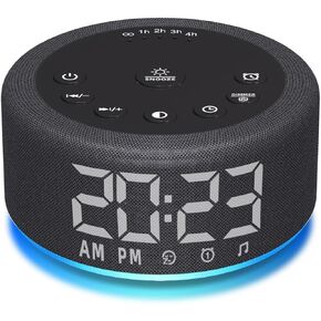【3 in 1】Sound Machine Alarm Clock Night Light White Noise Machine with 27 Sleeping Sounds for Baby Kids Adults 32 Level Volume Auto Off Timer Memory Function Digital Clock with 30 Wake Up Sounds