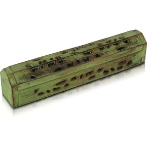 Wooden Incense Stick & Cone Burner Holder Coffin with Storage Compartment Organic Eco Friendly Ash Catcher Agarbatti Holder Rustic Style for Meditation Yoga Aromatherapy Home Fragrance Products