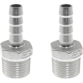 RLECS 2PCS 1/2x10mm Barb Fitting Connector 304 Stainless Steel 1/2'' Barb Hose to 1/2'' NPT Home Brew Fitting