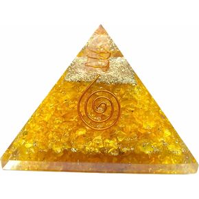 Spiritual Elementz Reiki Healing Orgonite Yellow Crystal Orgone Pyramid(3'Inch) Stone for Positive Energy