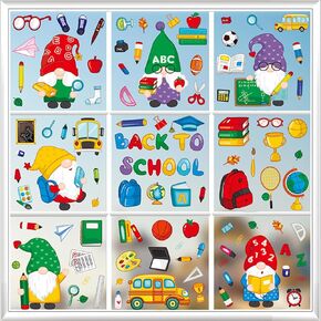 9 Sheets Back to School Window Clings First Day of School Decorations Back to School Party Decor Bus Double-Sided Window Decals Clings Stickers for Glass Window Stickers Party Supplies