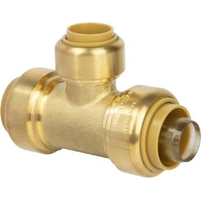 3/4"x 3/4" x1/2" Reducing Tee for PEX, Copper, CPVC Pipe, Push to Connect Brass Plumbing Fitting with Upgraded Stiffener (1 Pack)