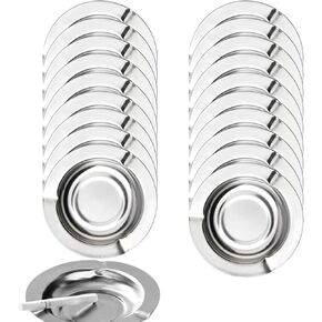 20-pack Stainless Ashtrays,Ash Trays for Smokers,Ashtray for Patio,Disposable Ashtrays for Party,Cigar Ashtray for Men(Rounded,Silver,4.72"x4.72"x0.6")