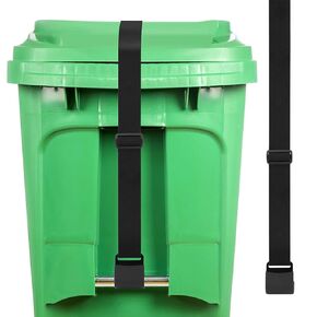 1pcs Trash Can Lid Locks,Universal Trash Can Lock Belt, Garbage Can Locks for Animals, Outdoor Bear Proof Trash Can Strap for Raccoon,Squirrel,Dog, Locking Garbage Can (Color:Black)