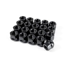 Customadeonly (Set of 20) Open End Bulge Acorn Steel Lug Nuts - M12x1.25 Thread Studs, 19mm Hex, Black Zinc Finish - Wheel Conical Cone Seat