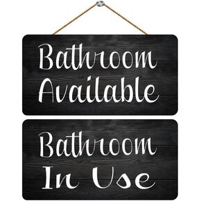 RIFOSA Bathroom Available In Use Choose Hanging Wooden Sign Plaque, a Meeting for Office Door Room Home Study, 12 x 6 Inch, 12x6IN, wood