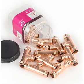 (Pack of 10) EFIELD 1/2" x 1/2" x 1/2" Copper Press Fit Equal Tee For Copper Tube Connection, Pro Pack, LBP Design