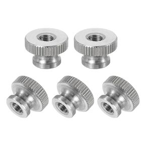 uxcell Knurled Thumb Nuts, 3Pcs M10 x D30mm x H20mm Stainless Steel Round Knobs Fasteners Through Hole Hand Screw Nut Silver for 3D Printer Parts, Machine Tools