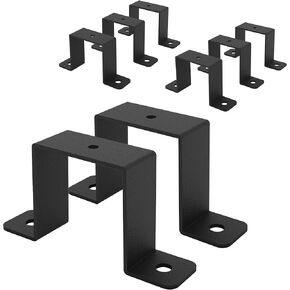 8Pcs Square Pipe Clamp, Black Strap Post Ties Brackets, U Shaped Connector Bracket, Wood Deck Fence Post Tie for Water Pipes, Balcony Railing, Stairs Railing