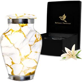 Urn for Human Ashes - Cremation Urn for Ashes Male & Female - Handcrafted Funeral Urns for Men & Women - Honor Your Loved One with Metallic Burial Urn (Golden, Small)