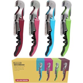 Waiters Corkscrew, Wine Bottle Opener, Wine Key, Multi-Functional All-in-1(Multi-Color, Pack of 4)