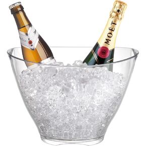 دلو ثلج من SOUJOY، دلو شمبانيا أكريليك للحفلات، حاوية تبريد ثلج بيضاوية شفافة سعة 4 لتر، حوض تخزين المشروبات للنبيذ أو المشروبات أو الويسكي أو الشمبانيا أو زجاجات البيرة in Kuwait