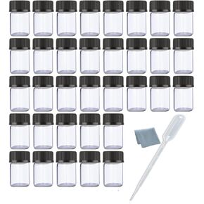 Elfenstall- 50pcs 2ml Empty Mini Clear Glass Bottles Container Jars Small Samples Vial with Orifice Reducer and Black Caps for Chemistry Lab Essential Oil Perfume DIY Sample Liquid