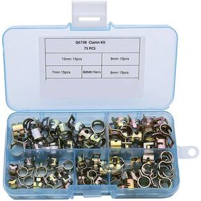 75PCS Hose Spring Band Type Clip Clamp 6MM 7MM 8MM 9MM 10MM Air Hose Tube Water Pipe Clamp Ring Hoop Set