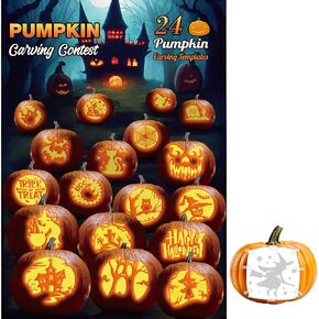 24 Styles Pumpkin Carving Stencils Halloween Pumpkin Carving Patterns Halloween Painting Stencils Pumpkin Stencil Halloween Templates for Carving Pumpkins, Decorating and Painting Crafts in Saudi Arabia