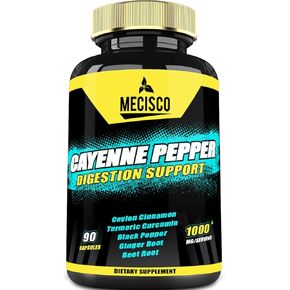 Cayenne Pepper Capsules 1000mg with Turmeric Curcumin Root, Berberine HCl, Ceylon Cinnamon Bark & More - 200 Capsules - Support Digestion Health, Immune System & Body Balance