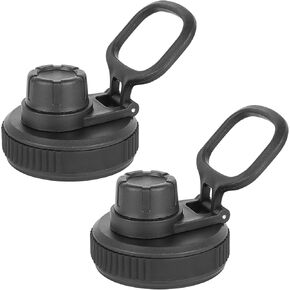 Linkidea 2 Pack Wide Mouth Water Bottle Lid with Handle Compatible with Hydro Flask Wide Mouth 12/16/18/20/32/40/64oz, Iron Flask, Takeya Actives, Water Bottle Replacement Spout Lid (Black)