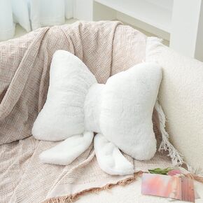 Bow Pillow Throw Pillows Plush Cushion Decorative Aesthetic Home Decor Throw Pillows White