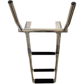 MARINE CITY 316 Grade Stainless Steel 4-Step Over Platform Telescoping Ladder with Retractable Handle
