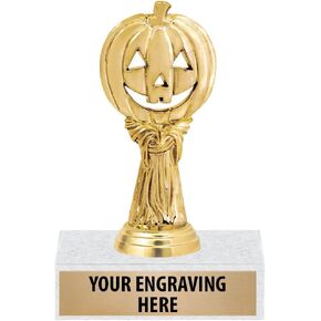 6" Gold Halloween Pumpkin Trophies - Personalized Pumpkin Harvest Trophy Awards Prime