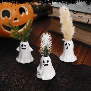 Tuitessine Halloween Ghost Vase 3 قطع مزهريات خزفية مخيفة للقطع المركزية تماثيل الأشباح 2024 ديكور الهالوين للحفلات صينية متدرجة ديكور الطاولة مجموعات هدايا قوطية من 3 in Kuwait