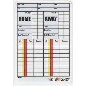 NEW 2024 Soccer Write-On-Cards for referees, Game Record PLUS Card with Penalty Kicks on back