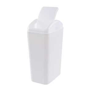 3.5 Gallon Plastic Trash Can with Swing Lid, Slim Swing Lid Trash Bins, White