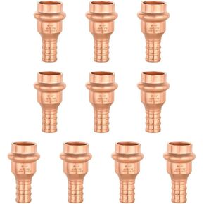 EFIELD Copper Fittings 1/2‘’ Press X 1/2 ‘’PEX Crimp Coupling Adapter For Copper and Pex Pipe Connection (Pack of 10), LBP Design