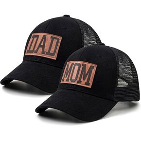 KOLWOVEN Mom and Dad Hats -Mom Dad Gifts Hat Adjustable Baseball Caps Gift for Couples Parents Black