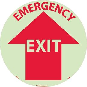 NMC GWFS25 EMERGENCY EXIT Sign – 17in. 6 Hour Glow Polyester Walk On Floor Sign with Red on Glow Yellow