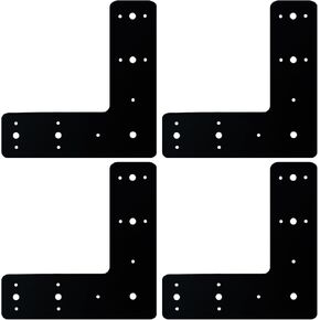 4 Pcs L Shaped Flat Brackets for Wood 4x4, 6x6 Lumber, 10"L x 3"W Flat L Tie Plates, Heavy Duty Post Beam Connector Bracket, Right Angle Corner Mending Plate for Repair Pegola,House,Furniture