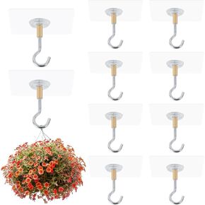 Adhesive Ceiling Hooks,10 Pack Command Ceiling Hooks, Heavy Duty Sticky Ceiling Hooks Hold 12 Lbs, No Damage 3M CeilingHanger, No Drill Stick on Hooks for Hanging Plants, Lanterns, Wind Chimes, Light