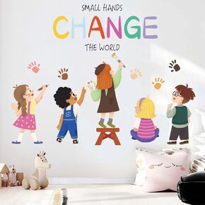 Small Hands Change The World Equality Wall Stickers - Inspirational Quotes Wall Decals - Baby Kids Room Classroom Daycare Playroom School Library Wall Decor